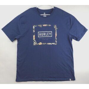 Hurley T-Shirt Mens XL Blue Short Sleeve Cotton Crew Neck Pullover Regular Fit